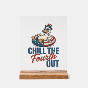 Patriotic Duck Fourth of July Floatie Shirt Design Acrylic Sign