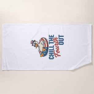 Patriotic Duck Fourth of July Floatie Shirt Design Beach Towel