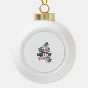 Patriotic Duck Fourth of July Floatie Shirt Design Ceramic Ball Christmas Ornament