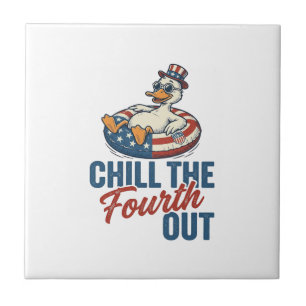 Patriotic Duck Fourth of July Floatie Shirt Design Ceramic Tile