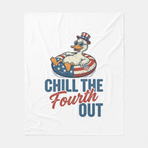 Patriotic Duck Fourth of July Floatie Shirt Design Fleece Blanket