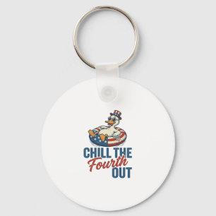 Patriotic Duck Fourth of July Floatie Shirt Design Key Ring