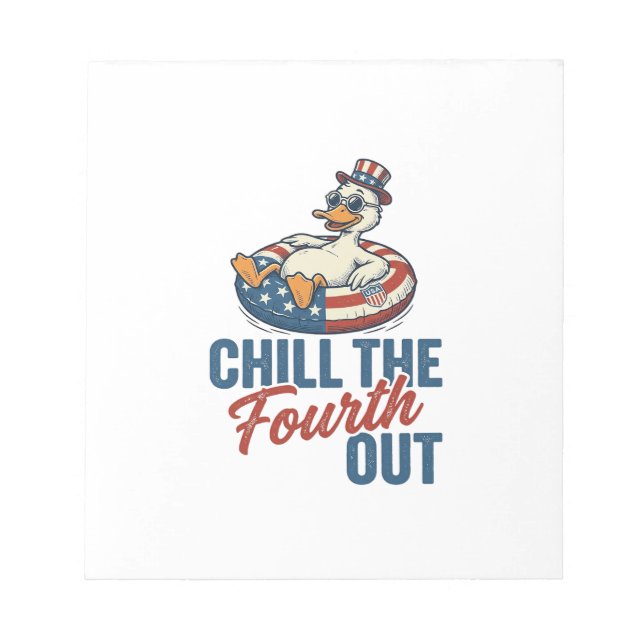Patriotic Duck Fourth of July Floatie Shirt Design Notepad (Front)