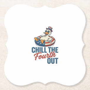 Patriotic Duck Fourth of July Floatie Shirt Design Paper Coaster