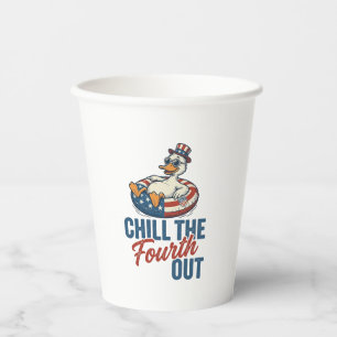 Patriotic Duck Fourth of July Floatie Shirt Design Paper Cups