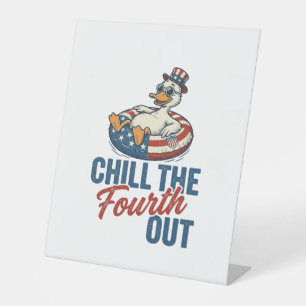 Patriotic Duck Fourth of July Floatie Shirt Design Pedestal Sign