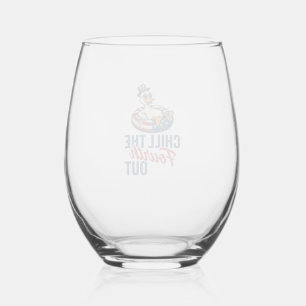 Patriotic Duck Fourth of July Floatie Shirt Design Stemless Wine Glass