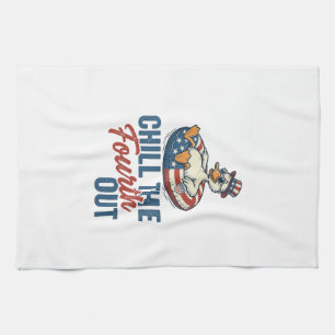 Patriotic Duck Fourth of July Floatie Shirt Design Tea Towel