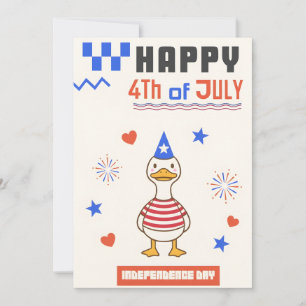 Patriotic Duck Happy 4th of July USA Independence Holiday Card