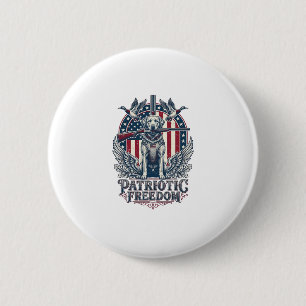Patriotic Duck Hunter Dog Vector Graphic Tee_1 6 Cm Round Badge