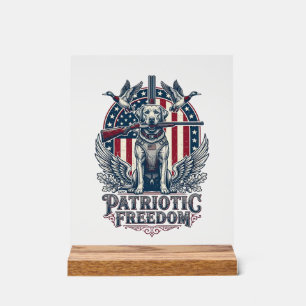 Patriotic Duck Hunter Dog Vector Graphic Tee_1 Acrylic Sign