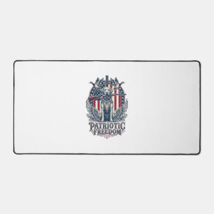 Patriotic Duck Hunter Dog Vector Graphic Tee_1 Desk Mat