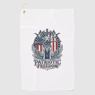 Patriotic Duck Hunter Dog Vector Graphic Tee_1 Golf Towel