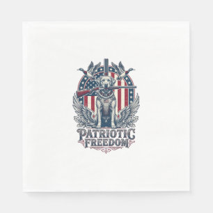 Patriotic Duck Hunter Dog Vector Graphic Tee_1 Napkin