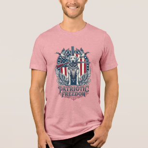 Patriotic Duck Hunter Dog Vector Graphic Tee_1 Tri-Blend Shirt