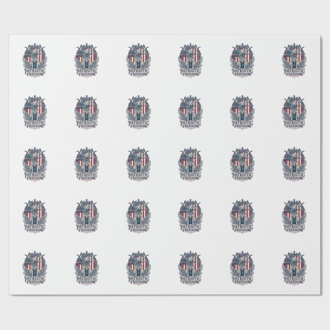 Patriotic Duck Hunter Dog Vector Graphic Tee_1 Wrapping Paper (Flat)