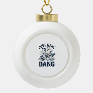 Patriotic Duck Rocket Vintage Vector Shirt Design_ Ceramic Ball Christmas Ornament
