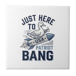 Patriotic Duck Rocket Vintage Vector Shirt Design_ Ceramic Tile