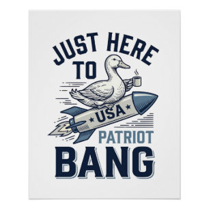 Patriotic Duck Rocket Vintage Vector Shirt Design_ Poster