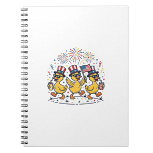 Patriotic Duck Trio Vintage 4th of July Shirt Desi Notebook