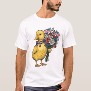 Patriotic Duckling Flower Bouquet Vintage Shirt De