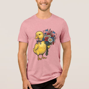 Patriotic Duckling Flower Bouquet Vintage Shirt De