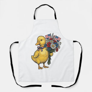 Patriotic Duckling Flower Bouquet Vintage Shirt De Apron