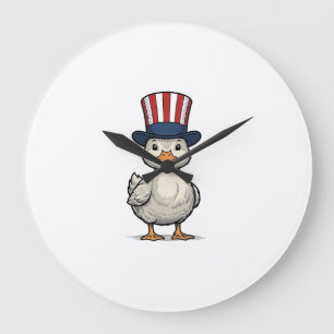 Patriotic Duckling Vintage 4th of July Shirt Desig Large Clock