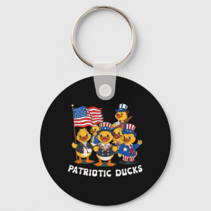 Patriotic Ducks Rubber Cruise Ducks American Flag Key Ring