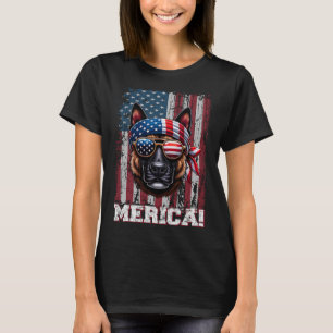 Patriotic Dutch Shepherd Dog Lover Us Flag Indepen T-Shirt