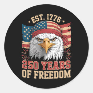Patriotic Eagle 250 Years American Flag 250th Anni Classic Round Sticker