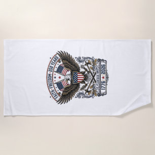Patriotic Eagle 250 Years Vintage Freedom Beach Towel