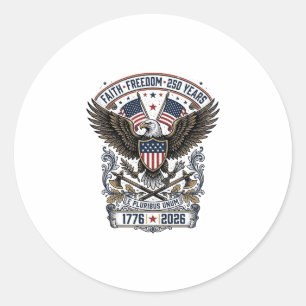 Patriotic Eagle 250 Years Vintage Freedom Classic Round Sticker