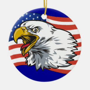Patriotic Eagle 2 Ceramic Tree Decoration