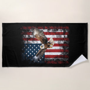 Patriotic Eagle 4th of July USA American Flag Beach Towel