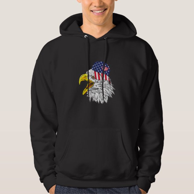 Patriotic Eagle 4th of July USA American Flag   Hoodie (Front)