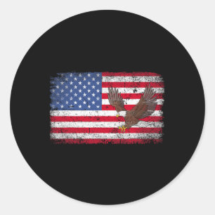Patriotic Eagle 4th Of July Usa American Flag Men Classic Round Sticker