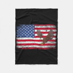 Patriotic Eagle 4th Of July Usa American Flag Men Fleece Blanket