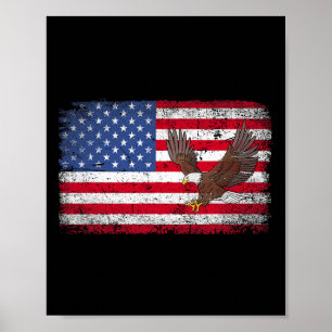 Patriotic Eagle 4th Of July Usa American Flag Men  Poster