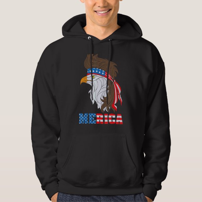 Patriotic Eagle 4th Of July Usa American Flag Meri Hoodie (Front)