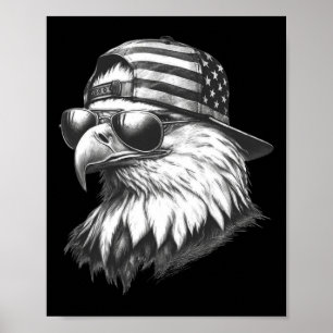Patriotic Eagle 4th Of July Usa American Flag Poster