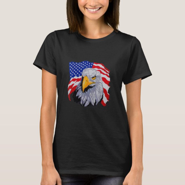 Patriotic Eagle  4th Of July Usa American Flag T-Shirt (Front)
