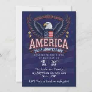 Patriotic Eagle America 250th Anniversary Invitation