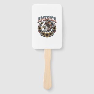 Patriotic Eagle America Sunflower Vintage Hand Fan