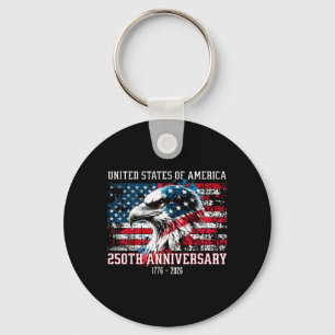 Patriotic Eagle American Flag 250th Anniversary Key Ring