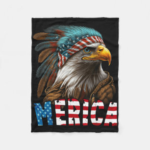 Patriotic Eagle American Flag 4th Of July Merica 3 Fleece Blanket