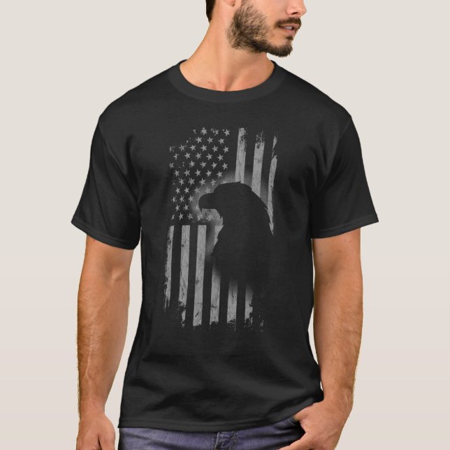 Patriotic Eagle American Flag Cool Wild Animals  1 T-Shirt (Front)