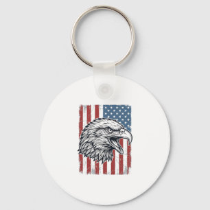 Patriotic Eagle American Flag Vintage Engraving_1 Key Ring