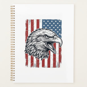 Patriotic Eagle American Flag Vintage Engraving_1 Planner