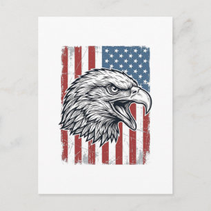 Patriotic Eagle American Flag Vintage Engraving_1 Postcard